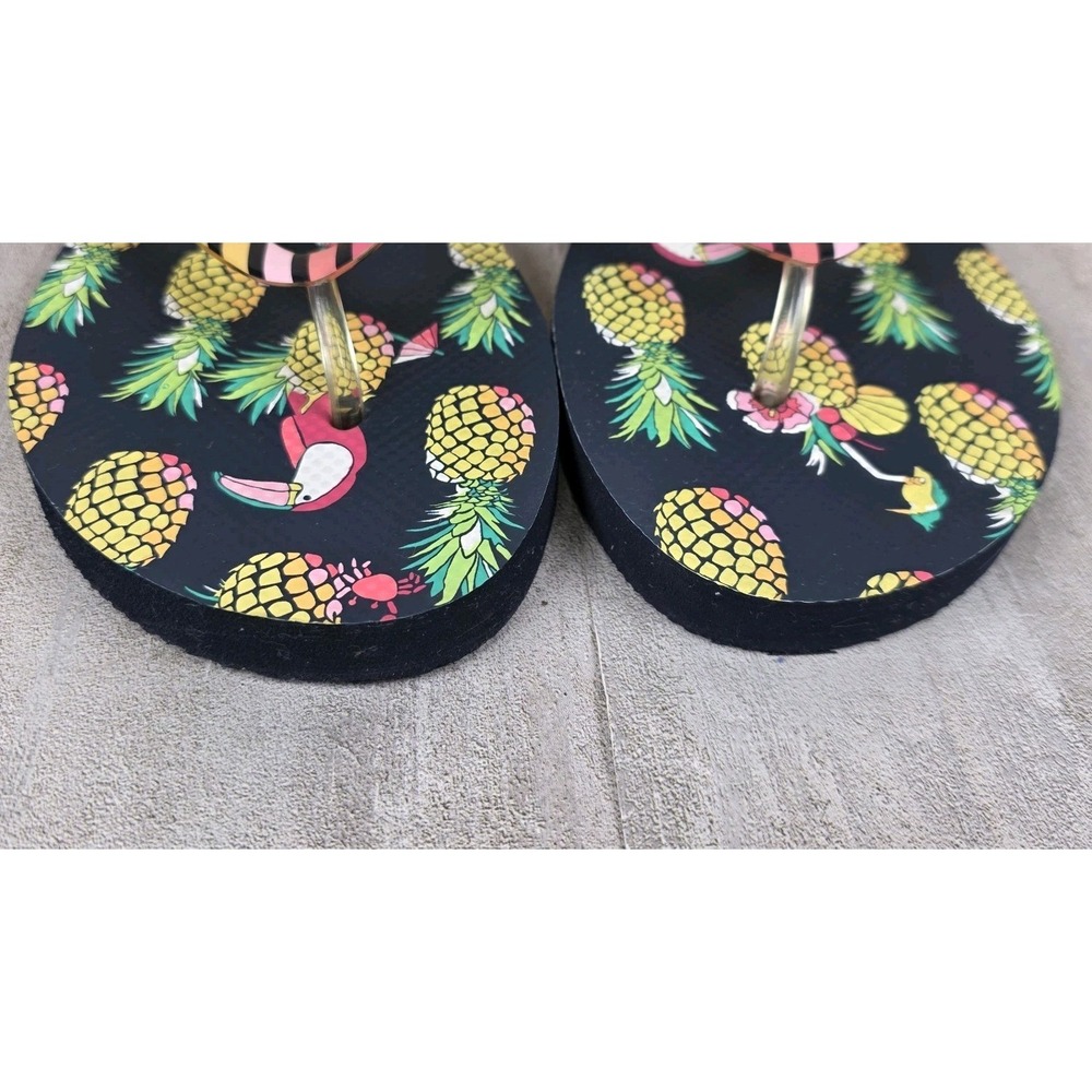 Vera Bradley Flip Flops Toucan Party Pineapple Tropical Women's Size 9-10‎ EUC - Picture 6 of 9